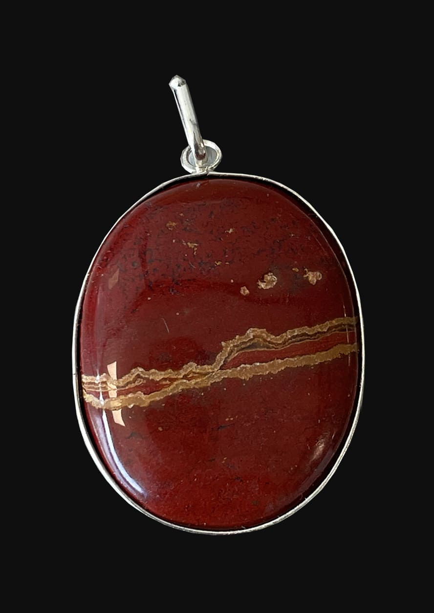 Ciondolo ovale in Diaspro Rosso 4cm
