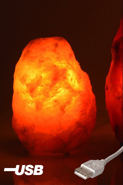Lampada di sale naturale 3XS USB con base in legno 0,5-1 kg