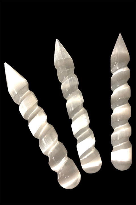 Bastoncino a spirale di selenite 12 cm 180 g