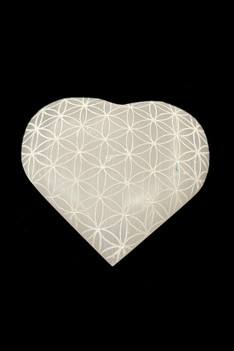 Cuore di fiore della vita in selenite 8 cm 150 g