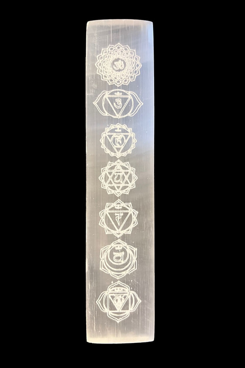 Righello dei chakra in selenite 15 cm 100 g