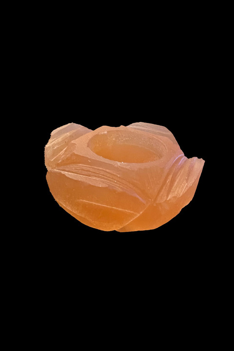 Candeliere in selenite rosa, 9 cm, 350 g