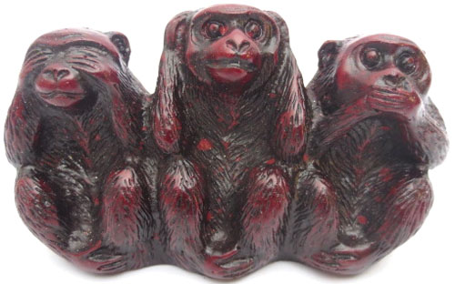 Scimmie di saggezza in resina rossa 7 cm