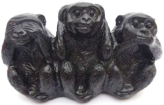 Scimmie di saggezza in resina nera 7cm