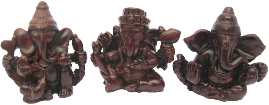 Set di 3 ganesh in resina rossa 5 cm