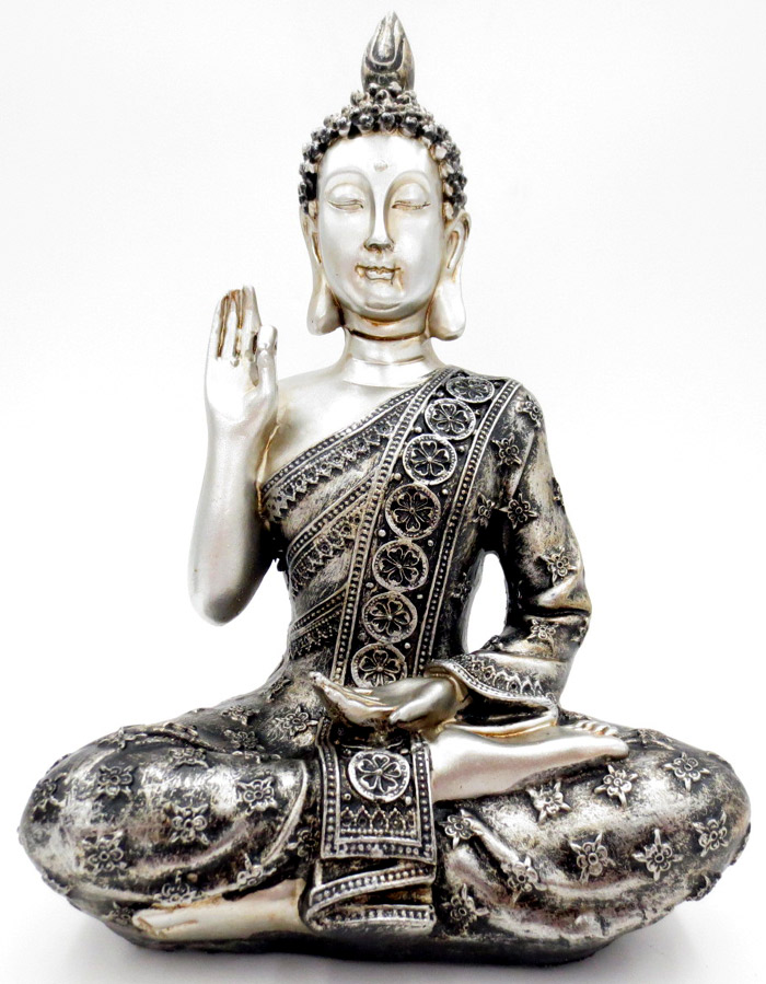Buddha Meditazione Vitarka argento 20cm