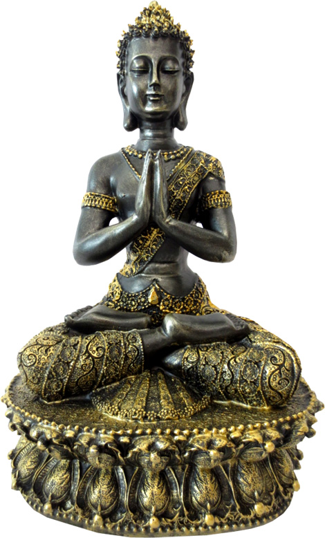 Meditazione buddista tibetana nera e oro 35cm