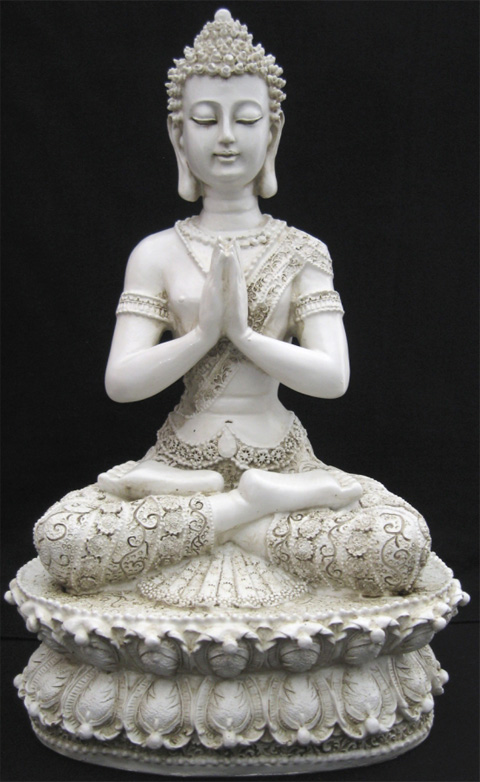 Statua Tibetana Buddha Meditazione Bianco 35cm