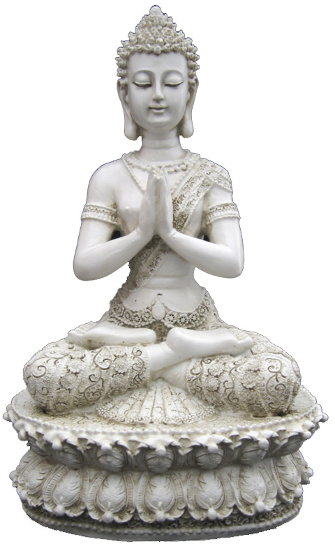 Statua Tibetana Buddha Meditazione Bianco 35cm