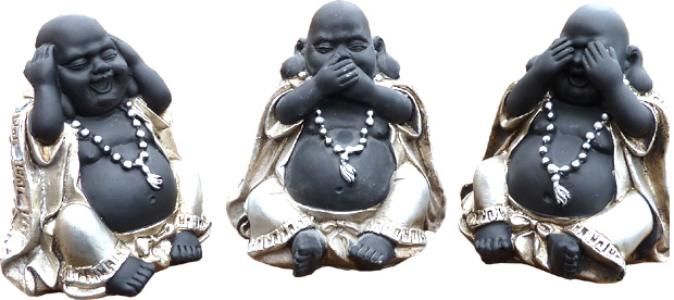 Set di 3 Buddha che ridono saggezza 8,5x8 cm