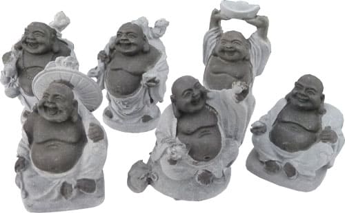 Set di Buddha cinese di 6 nero e grigio