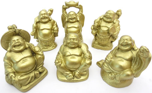 Set de 6 bouddhas resine o 5cm