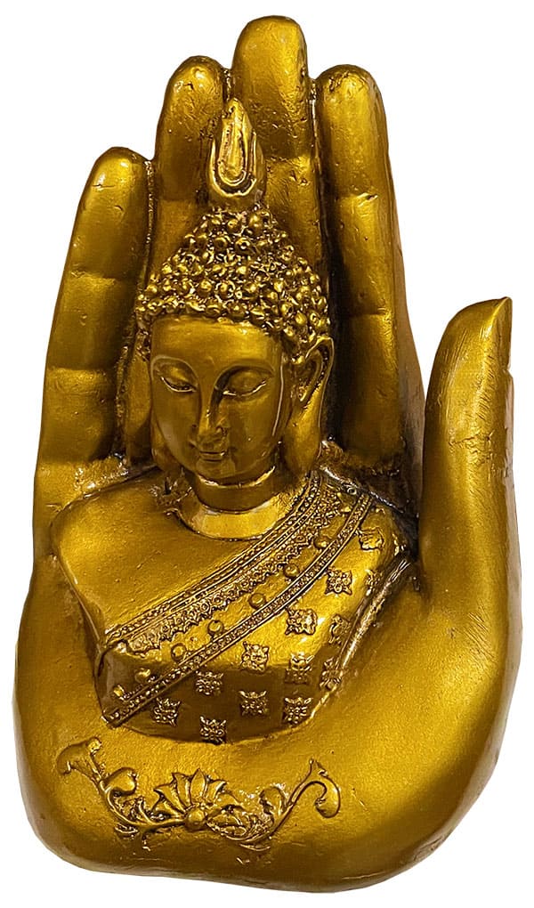 Mano di Buddha Statua in resina Antic Oro 17cm