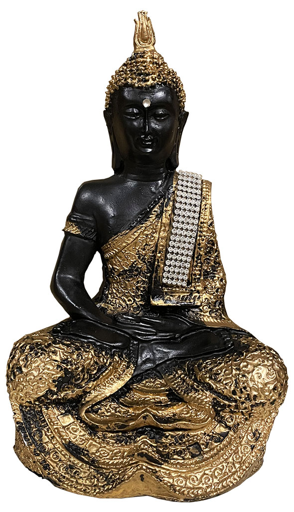 Buddha Meditazione resina Oro & Nero 29cm