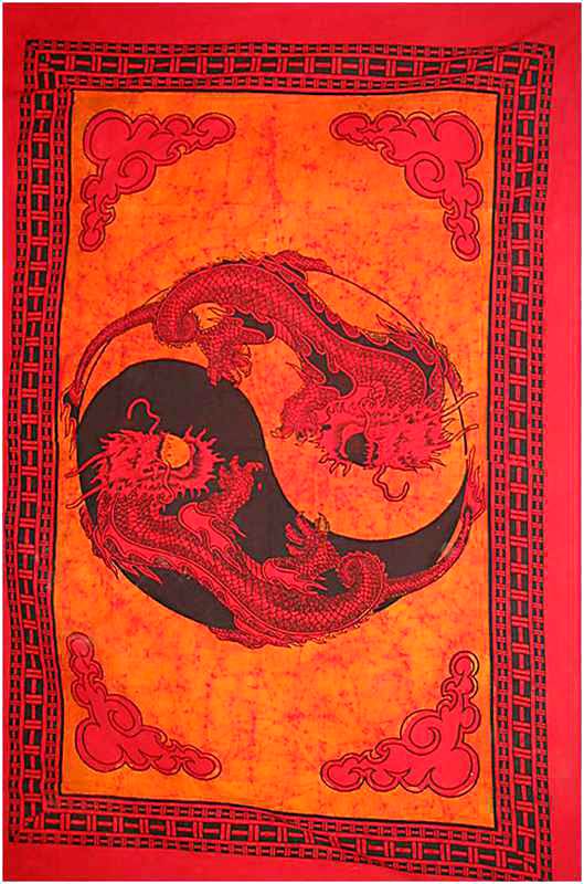 Batik Ying Yang Drago da appendere alla parete