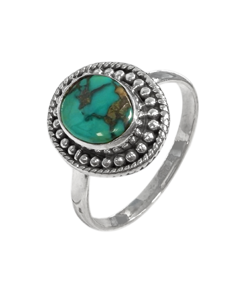 incenso ad Anello in argento 925 con turchese tibetano AA T58