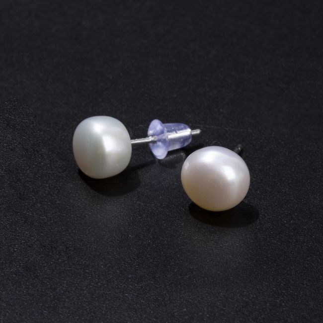 Orecchini in argento 925 perle naturali coltivate d'acqua dolce 7,5-8 mm