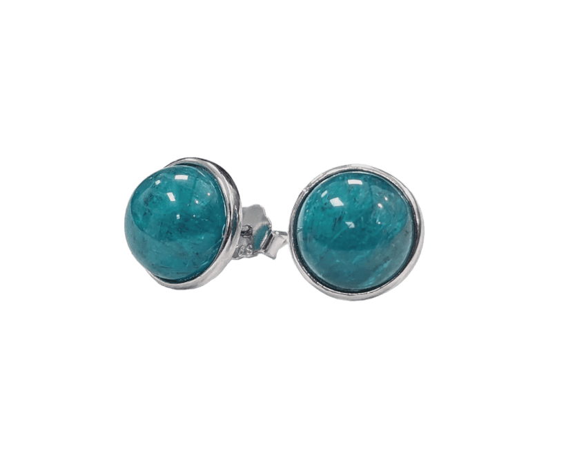 Orecchini in argento 925 con apatite blu AA 8 mm