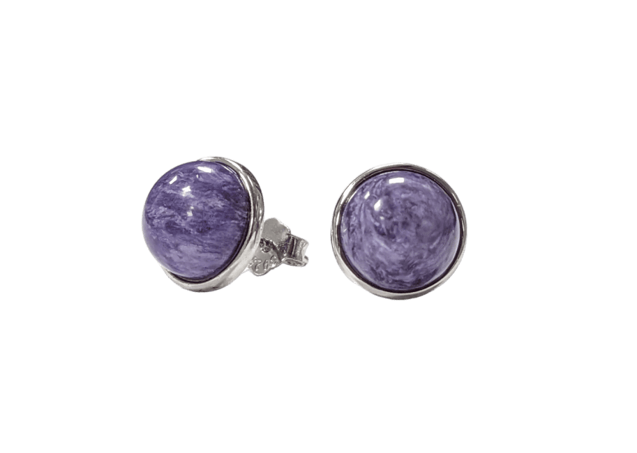 Orecchini in argento 925 Charoite AA 8 mm