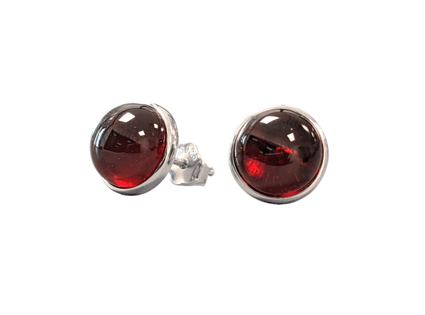 Orecchini in argento 925 con granato rosso AAA 8 mm