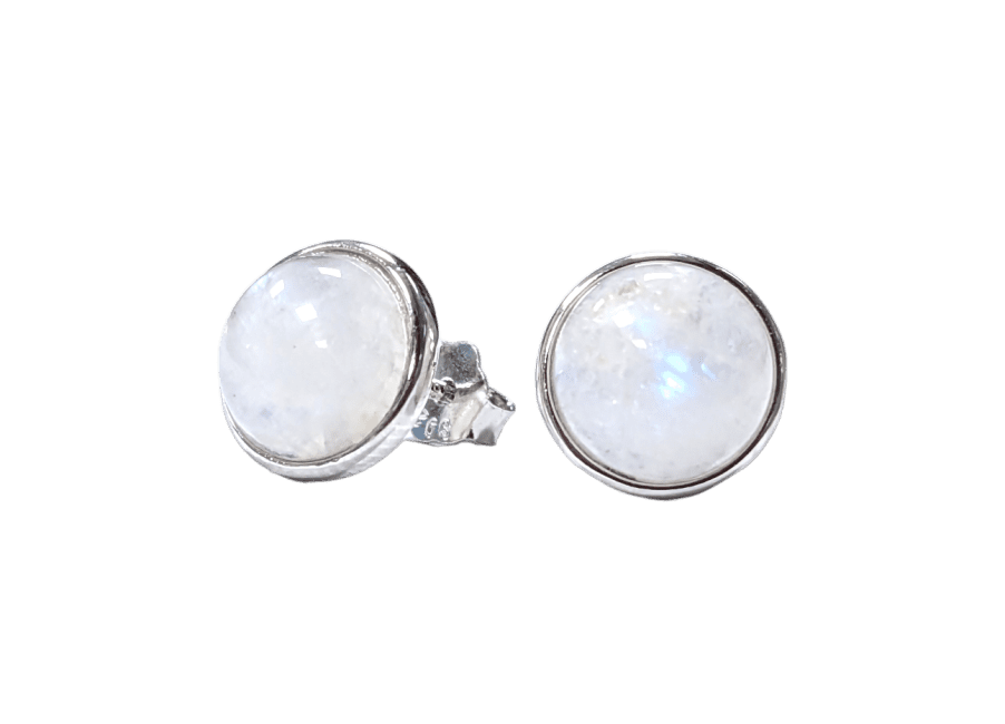 Orecchini in argento 925 con pietra di luna bianca AA 8 mm