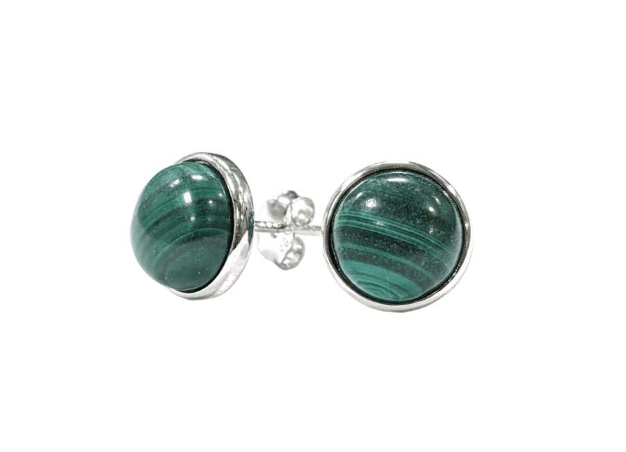 Orecchini in argento 925 Malachite AA 8mm