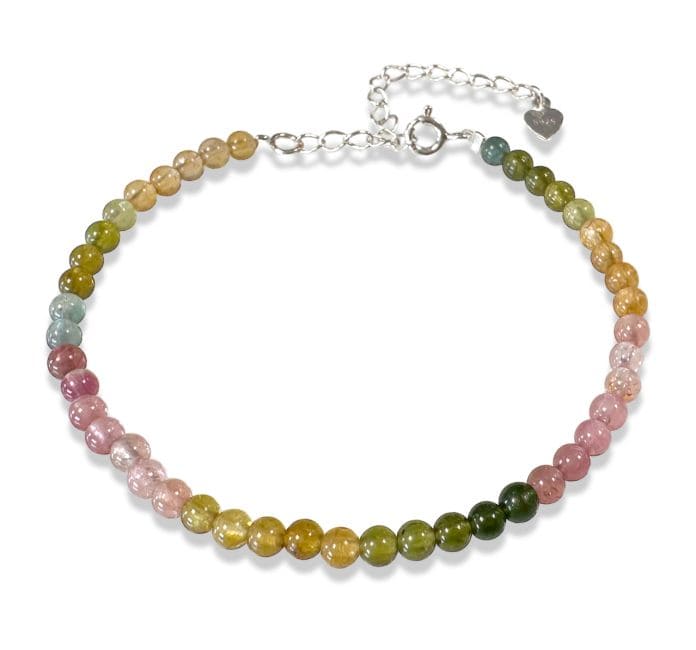 incenso ad Bracciale Tormalina Multicolore AA Cuore Argento 925 3mm