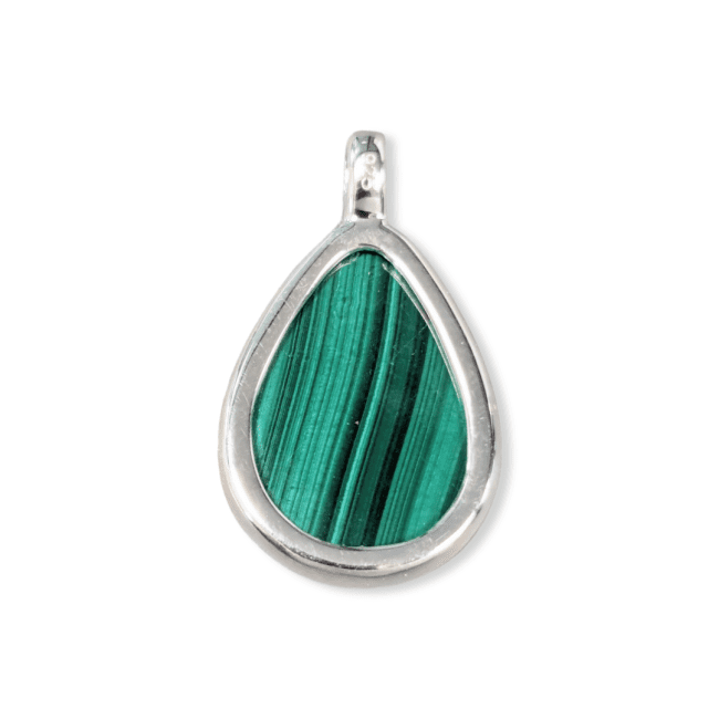 Ciondolo goccia in argento 925 con malachite AAA 23,5 mm