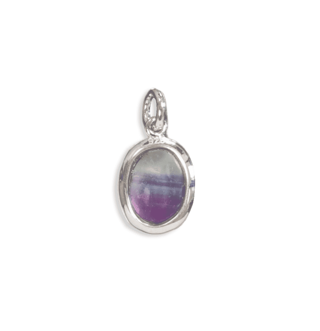 Ciondolo ovale in argento 925 con fluorite AA 13 mm