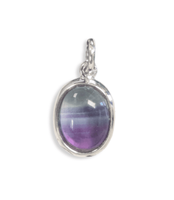 Ciondolo ovale in argento 925 con fluorite AA 13 mm