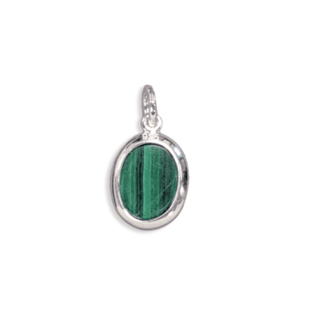 Ciondolo ovale in malachite in argento 925 AAA 13 mm