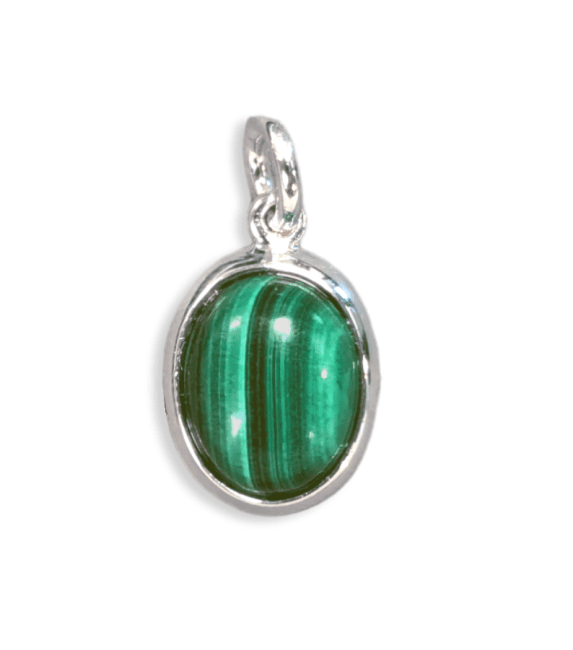 Ciondolo ovale in malachite in argento 925 AAA 13 mm