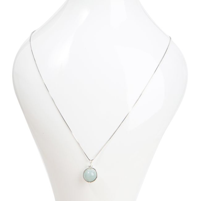 Collana in argento 925 con pendente a sfera in Acquamarina A+ da 10 mm