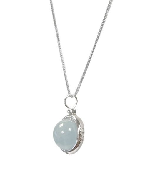 Collana in argento 925 con pendente a sfera in Acquamarina A+ da 10 mm