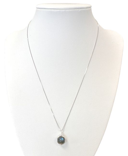 Collana in argento 925 con pendente a sfera in Labradorite AA da 10 mm