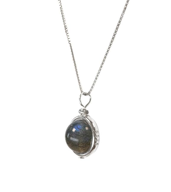 Collana in argento 925 con pendente a sfera in Labradorite AA da 10 mm