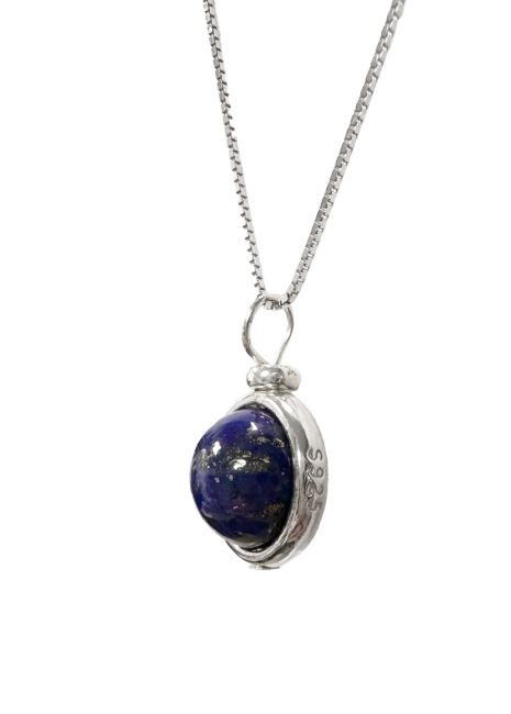 Collana in argento 925 con pendente a sfera in Lapislazzuli AA da 10 mm