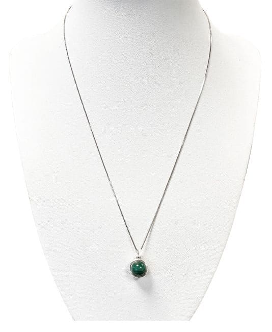 Collana in argento 925 con pendente a sfera in Malachite AA da 10 mm