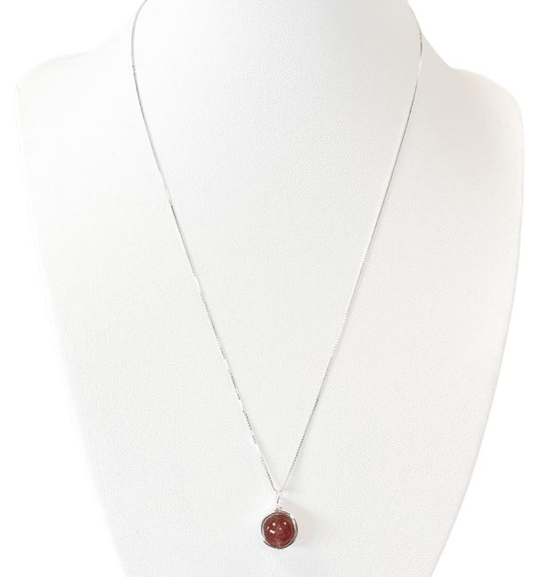 Collana in argento 925 con pendente a sfera in Quarzo fragola ematoide A da 10 mm