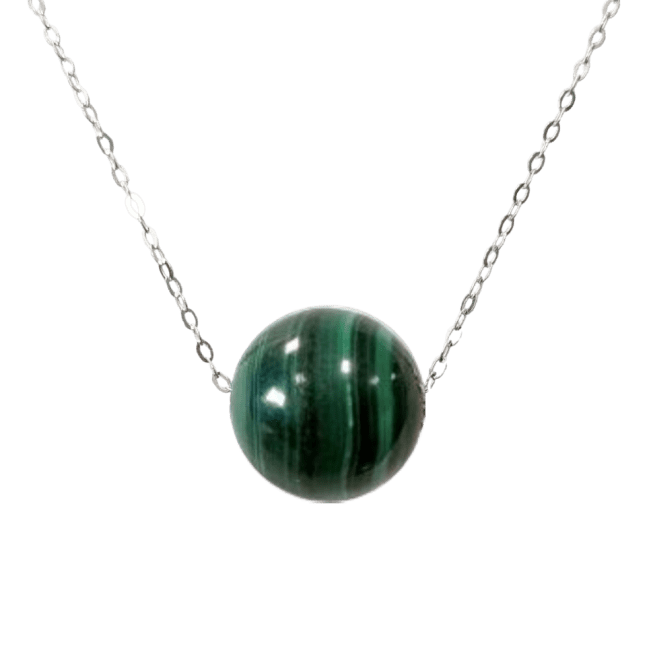incenso ad Collana in argento 925 Malachite AA Sfera 12mm