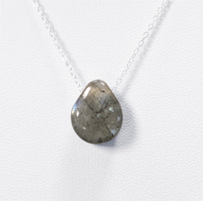 Collane in argento 925 con pietra traforata labradorite A+ 14 mm