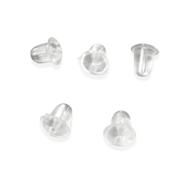 Chiusure per orecchini in silicone trasparente 4-5mm x100