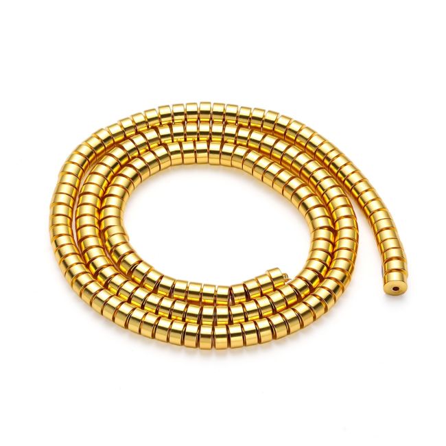 Perline distanziatrici in ematite dorata – 3×1 mm