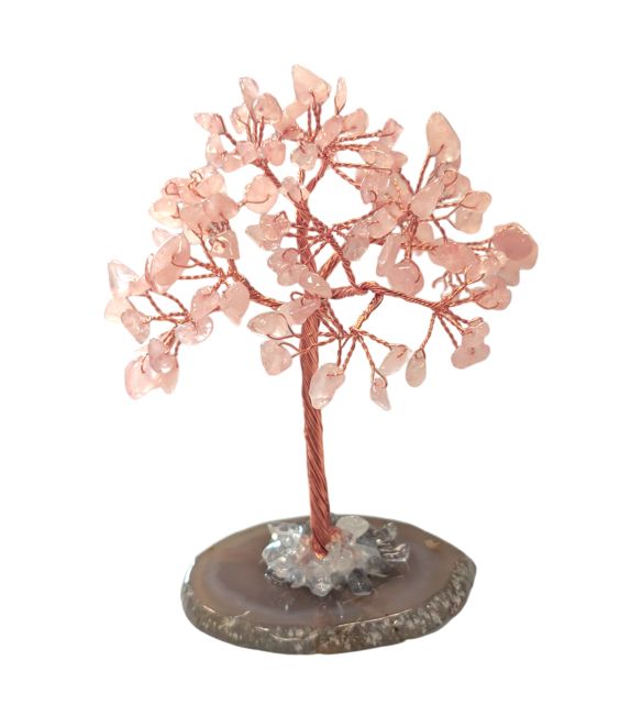 Albero della Vita Quarzo rosa su agata 12-13 cm