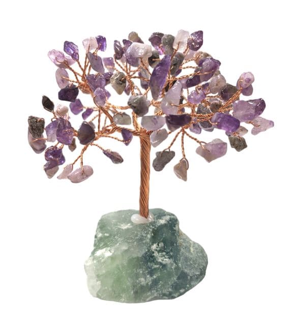 Ametista dell'albero della vita su drusa di fluorite verde 12-13 cm