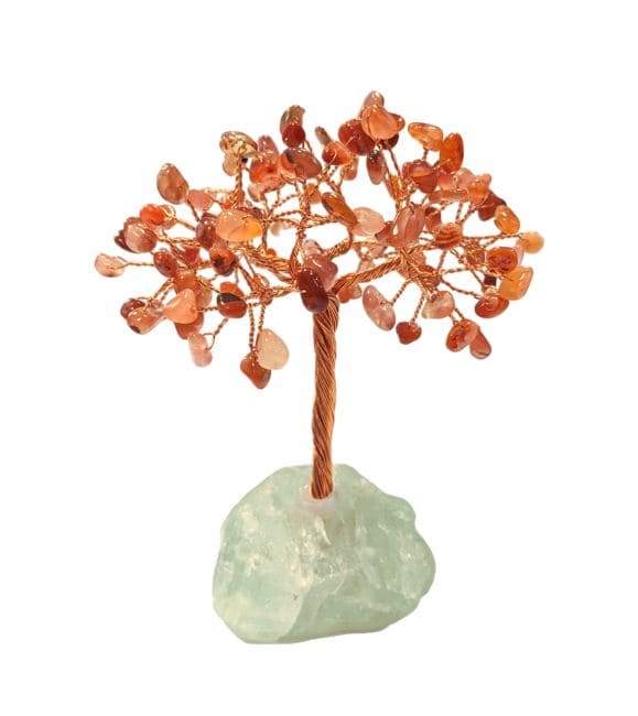 Albero della Vita Agata Rossa su Drusa Fluorite Verde 12-13 cm