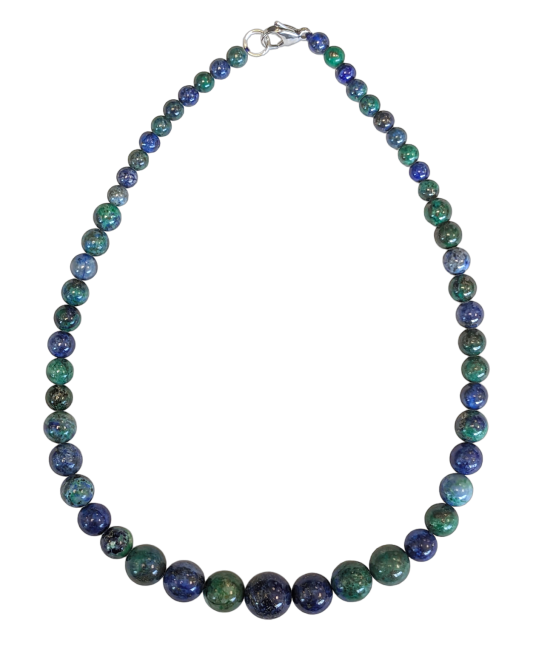Collana con perline trattate con azzurrite di malachite 6-14 mm 45 cm