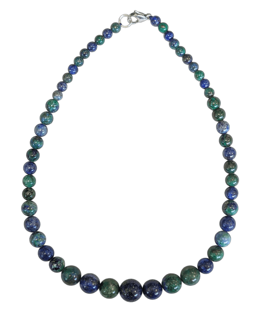 Collana con perline trattate con azzurrite di malachite 6-14 mm 45 cm