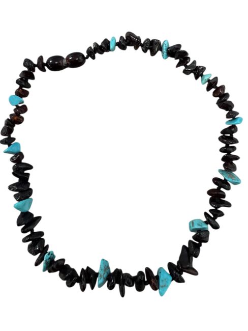 Collana Baby Pop, ambra baltica, turchese ciliegia, 32 cm