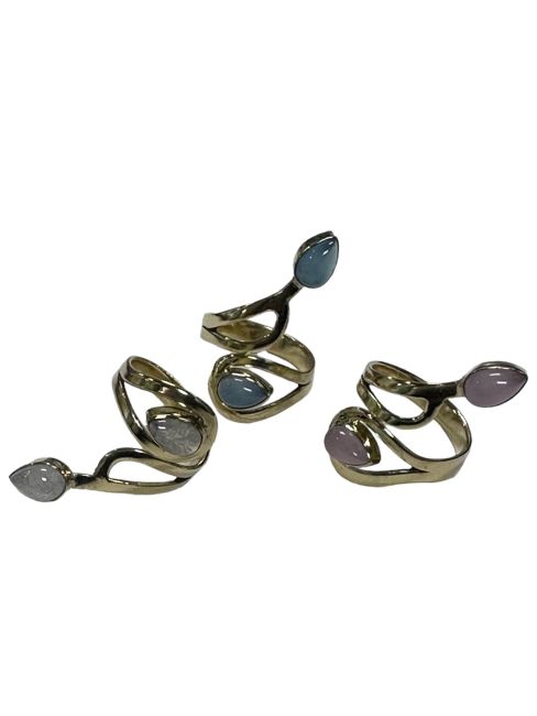 Anello regolabile in bronzo con pietre semipreziose
